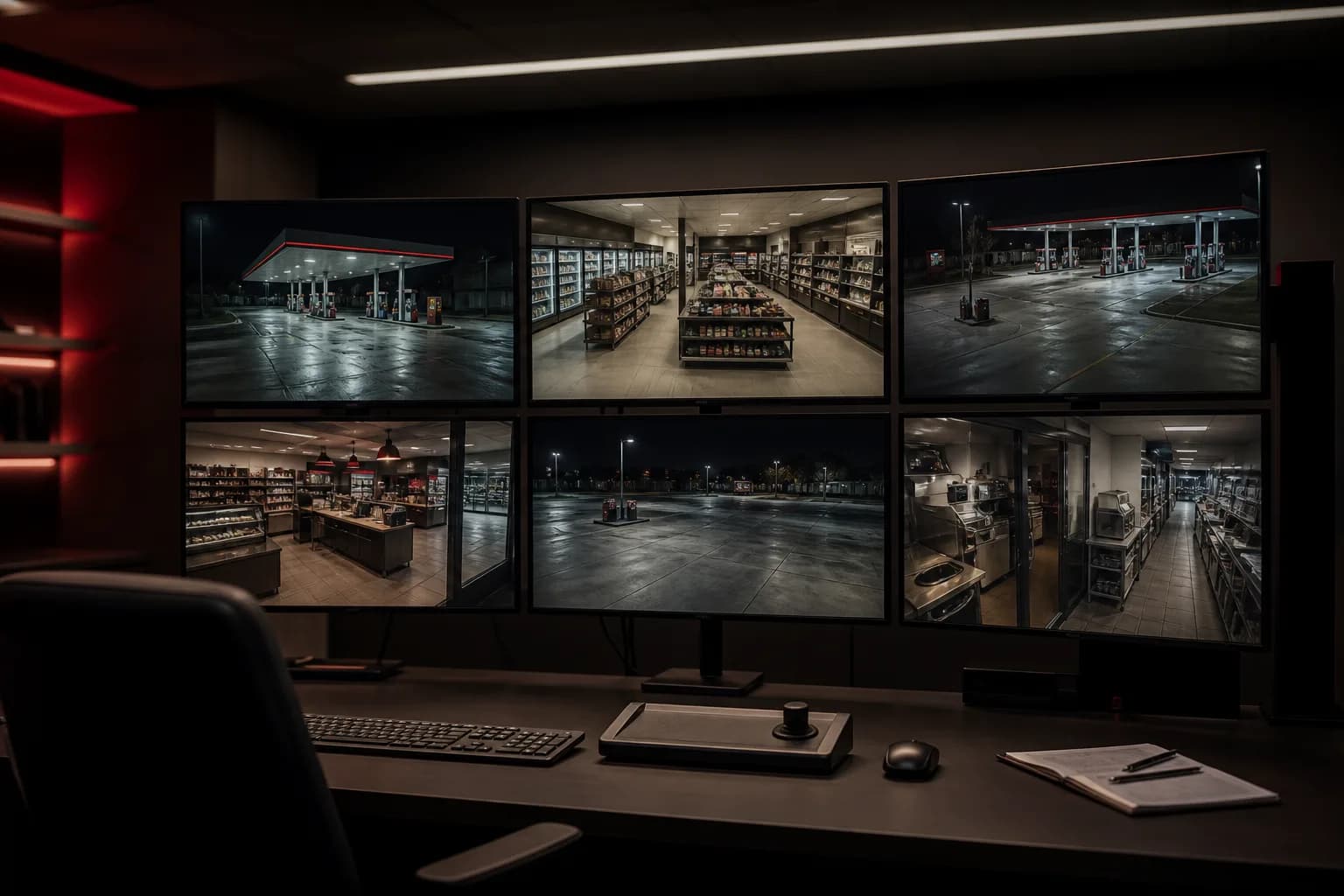 A CCTV security monitoring station